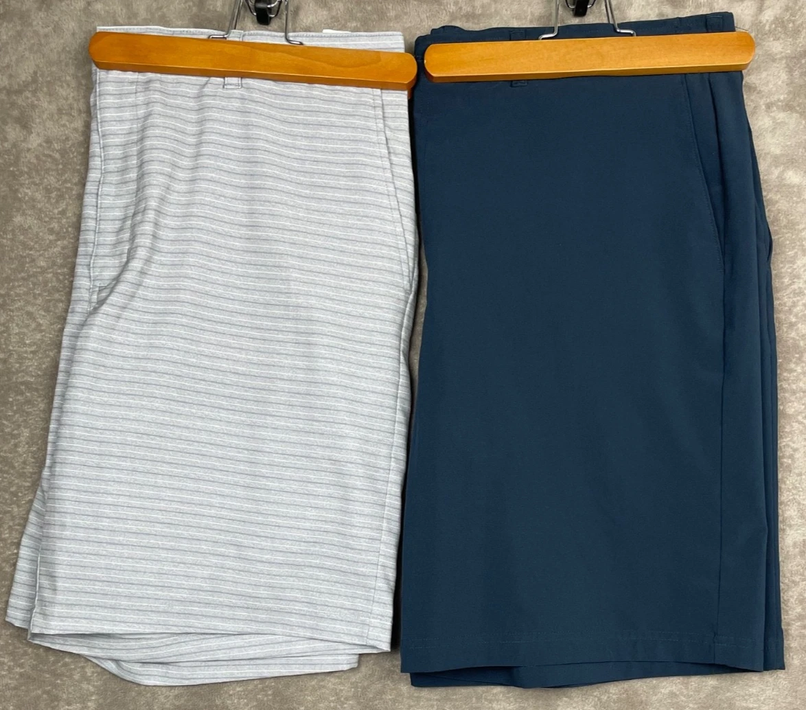 Lot Of Two Golf Shorts Ben Hogan Mens 42 Performance Stretch Navy BL Gray Stripe