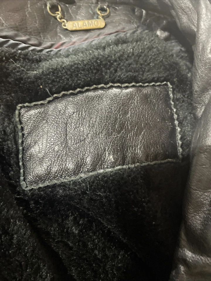 Chaqueta de bombardero de cuero XL extraíble forro de piel sintética J Elkins by Alamo Uomo para hombre Foto 2 de 3