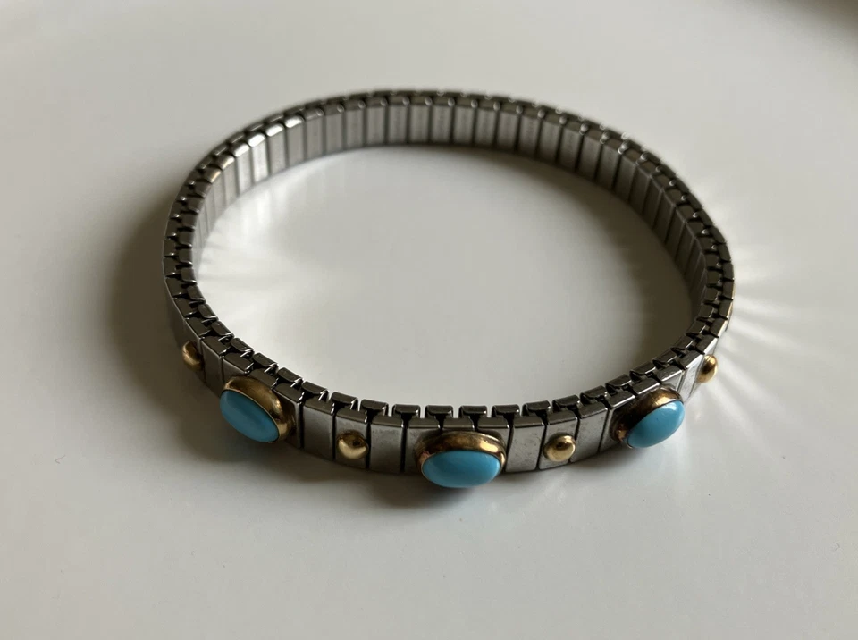 NOMINATION Womens Stainless Steel + 18K YELLOW GOLD Accent TURQUOISE Stretch - Image 4 of 4