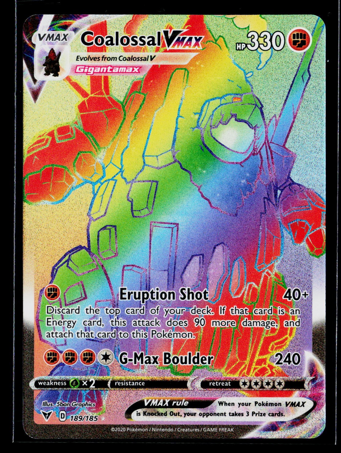 SWSH04: Vivid Voltage #189/185 Coalossal VMAX (Secret)