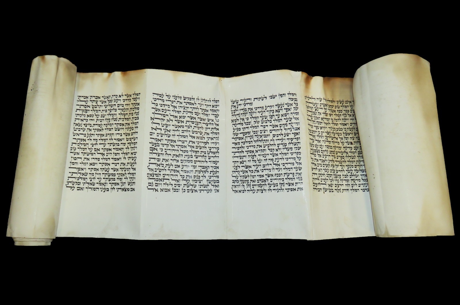Megillat Esther Scroll Jerusalem Scribe Fire Salvaged Historical Judaica 1950s
