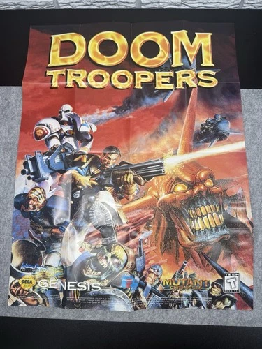 Doom Troopers (Sega Genesis, 1995)  Authentic Poster Card 22X17 No Box Manual