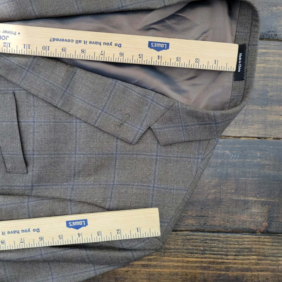 Joseph Feiss Gold Men's Sport Coat Blazer Two Button Brown Plaid Wool 48S - Image 4 of 4