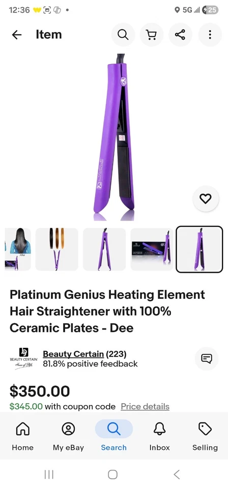 Ferro plano Royale Diamond Collection Genius Heat Element 🔥Novo na caixa roxo - Imagem 2 de 4