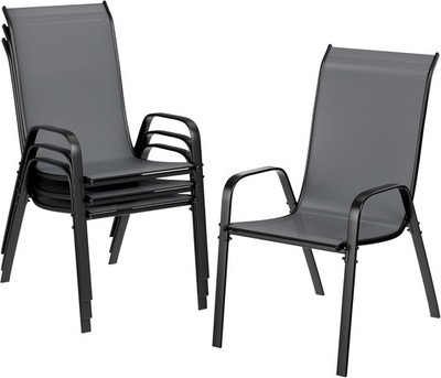 Balkonstühle 6er Set Gartenstühle Stapelbar 150kg Belastbar Metall Gartenstuhl