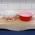 Pyrex Friendship & Primary Red Casserole Dishes Set of 2 Vintage