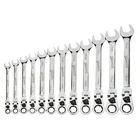 12 Piece Reversible Flex Head Ratcheting Combination Wrench Set, Metric,12 Point