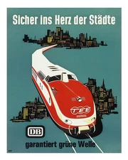 Retro Train Cityscape Poster Wall Art - Vintage Travel Decor