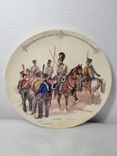 Mettlach #1044/737 Print Under Glaze Military Plate Depicting Different Branches