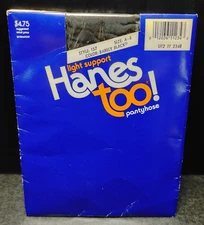Hanes Too Pantyhose Light Support Size: A-B Color: Barley Black Sandalfoot #157