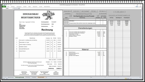 Rechnungen  Rechnungssoftware Handwerksbetriebe Handwerker Excel  - Software - Bild 1 von 6