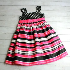 Brooke Lindsay Girl's Dress Size 8 Pink Black White Stripe