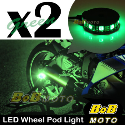 2x Green 360 Degree Cycle Rim Wheel SMD LED Pod Light For Buell ...