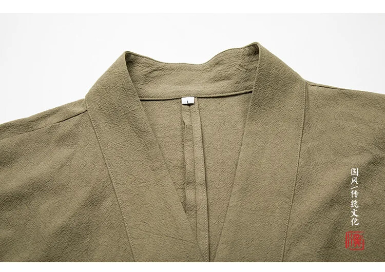 Loose kimono Cardigan Retro Linen Male Yukata Japanese Samurai Clothing