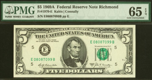 1969A $5 Federal Reserve Note PMG 65EPQ - Richmond - 08087099 - Picture 2 of 3