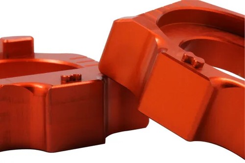 Works Orange Aluminum Elite Axle Block Pair for KTM 300 XC 13-22 - Picture 4 of 11