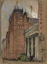 Waldorf Astoria New York Joseph Pennell 1908 Architectural Cityscape Print