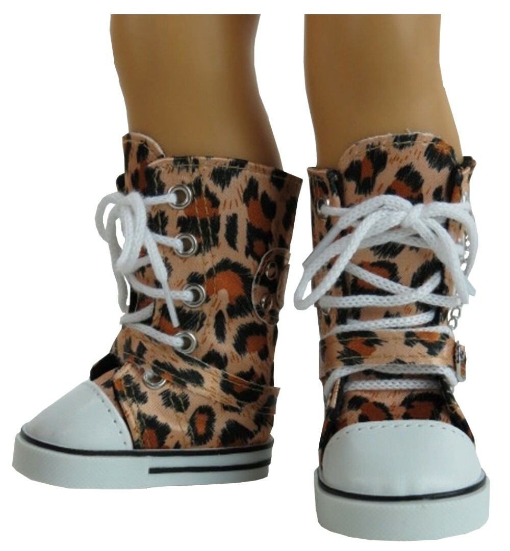 CLOSEOUT! Leopard Print Knee High Tops Sneaker Boots fit American Girl Size  Doll