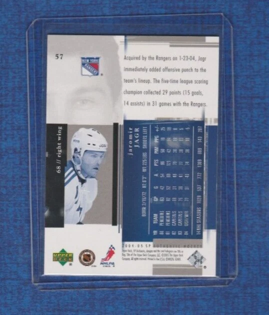 2004-05 SP Authentic Hockey # 57 Jaromir Jagr - Image 2 of 2