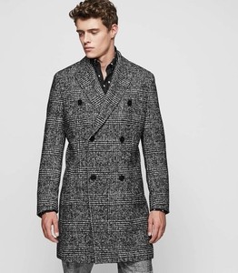 mens grey check overcoat
