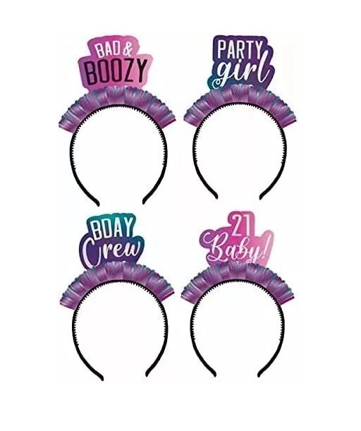 Lote de 3 diadema brillante Amscan 4 piezas accesorio de fiesta favor 21 cumpleaños diadema Foto 4 de 4