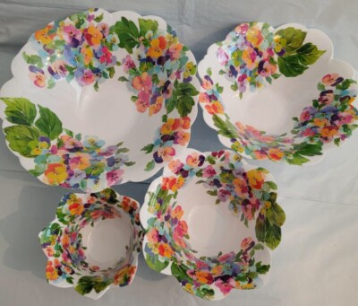4pc Rachel Zoe Nesting Bowls Melamine Flower Bloom Multicolor