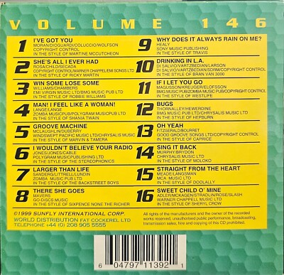 SF146           SUNFLY KARAOKE CDG VERY RARE, NOT SOLD IN THE USA  LOT UK