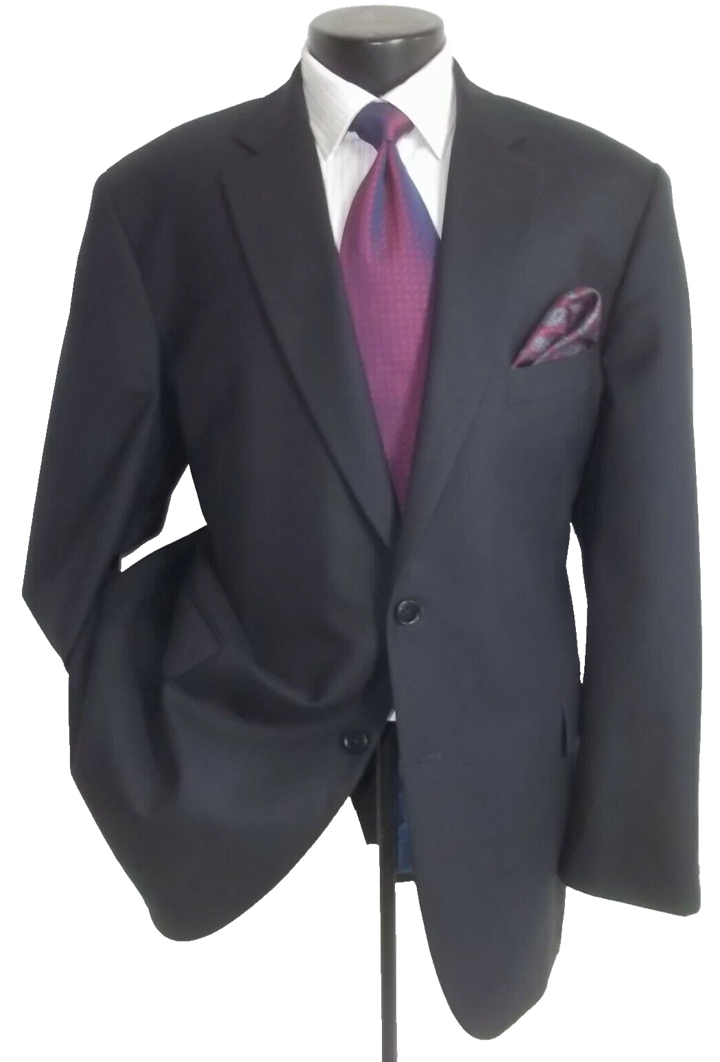 Brooks Brothers Madison Solid Black 2 Buttons Wool Blazer, Jacket, Coat 46L