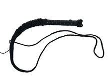 Vintage 6' Rawhide Leather Bull Whip Braided Horse Cowboy Studded Bullwhip Black