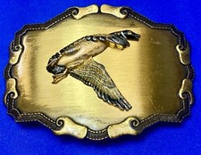 Flying Duck Goose Bird - western framed 70's Raintree belt buckle