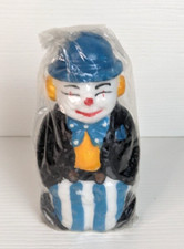 Vintage Carved Clown Sculpted Wax Candle Figure Decor 6&rdquo;