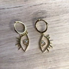 Earrings Evil Eye Crystal Hoop Dangle Gold Plated Womens Symbol Jewellery New