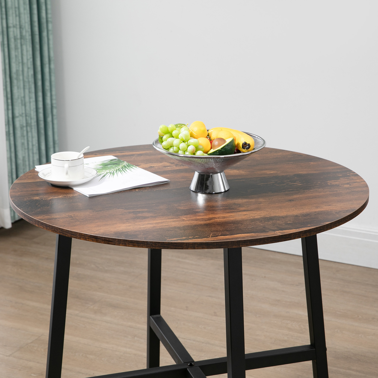 80cm Round Dining Room Table for 4 People, Industrial Kitchen Table