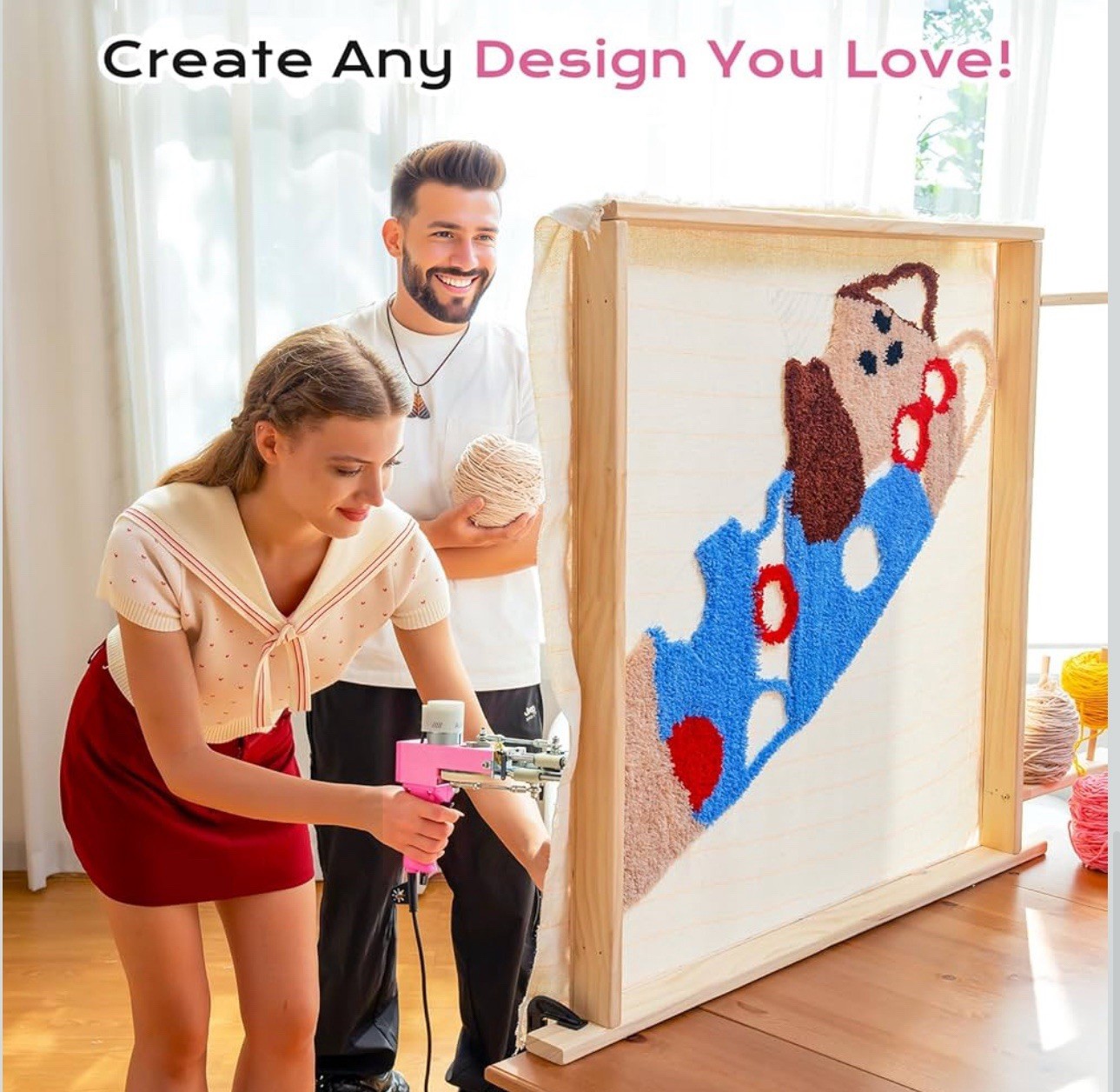 Rug Tufting Gun w/Carpet Trimmer Kit-Tuft Gun w/ Tufting-Shears, 2 In 1 Cut&loop