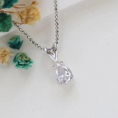 #ad Pear Cut 3.80 Ct Lab Grown White Diamond Solitaire Pendant in 925 Silver $167.99