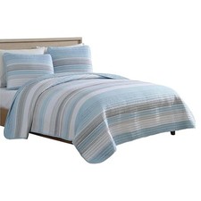 Coralinn Striped 3-Piece Quilt Set, Lightweight, All-Seasons, Full/Queen,