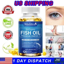 Omega 3 Fish Oil - 120 Capsules 3x Strength EPA & DHA Highest Potency