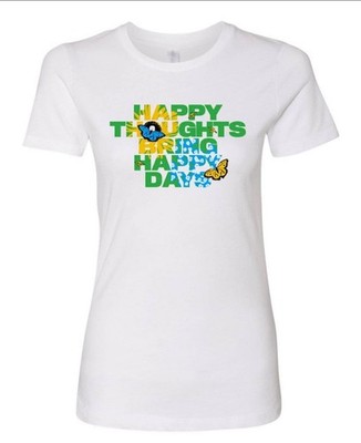 Happy Thoughts Tee Woman's Shirt Next Level Apparel Size Small