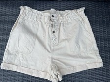 George High Waisted Cream Denim Shorts Size UK 18 100 Cotton Summer