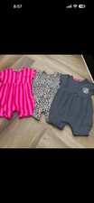 NEXT Baby 3 Pack Ribbed Cotton Romper Playsuits 6-9M Button Short Sleeve