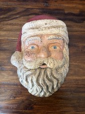 Vintage Paper Mache Santa Claus Face Wall Hanging Christmas Decor 13.75  x 10  