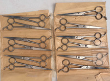 12 Pairs Of Vintage Germany Falcon Barber Shears In Original Packaging