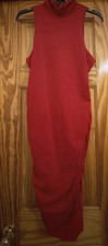 Fashion Nova Women’s Red Ruched Bodycon Midi Dress Turtleneck Sleeveless XL