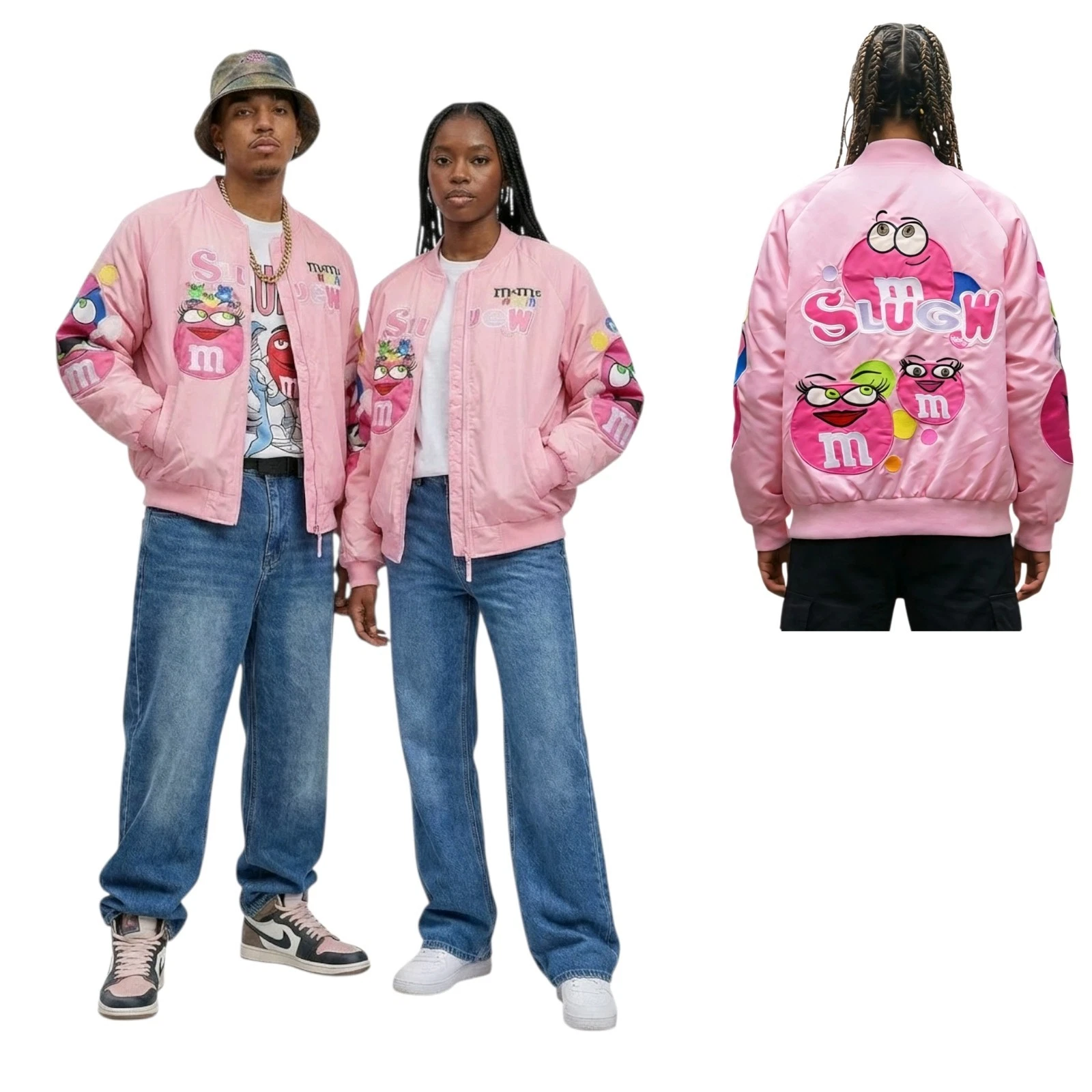 M&M Unisex Bomber Oversized Jacket Spring Autumn Embroidered Hip Hop Style Coat
Opens in a new windo