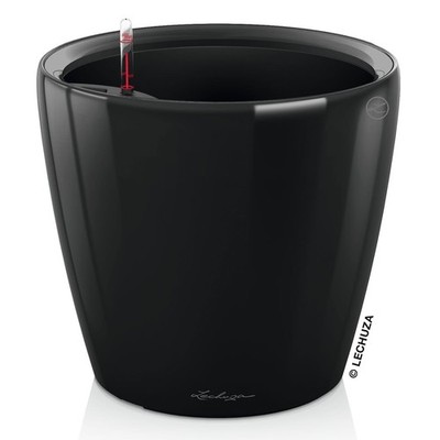 LECHUZA  Pflanzgefäße CLASSICO Premium LS 21 Schwarz hochglänzend All-in-One