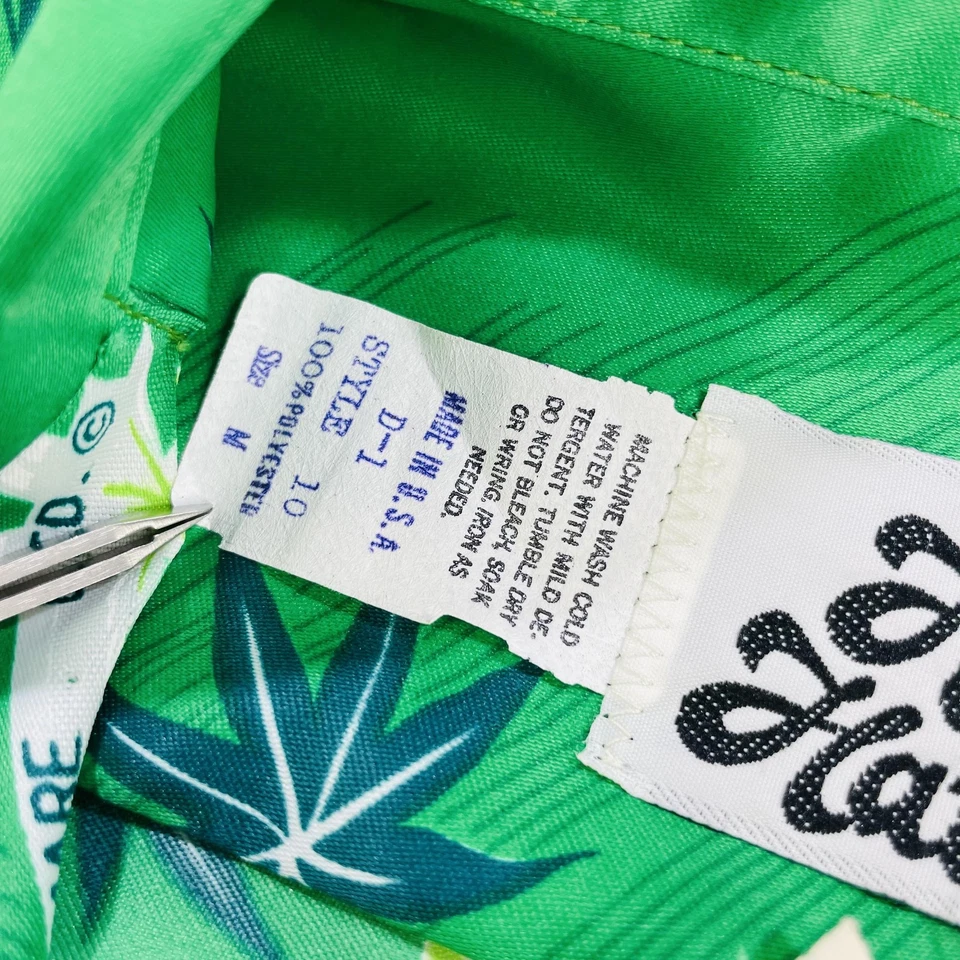 Vintage Hilo Hattie's Shirt Mens Medium Green Aloha Hawaiian Rayon Made in USA - Image 4 of 4