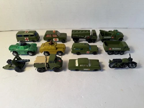 Vintage Lot Of 12 Matchbox Cars Military Diecast 1970’s Lesney England Excellent