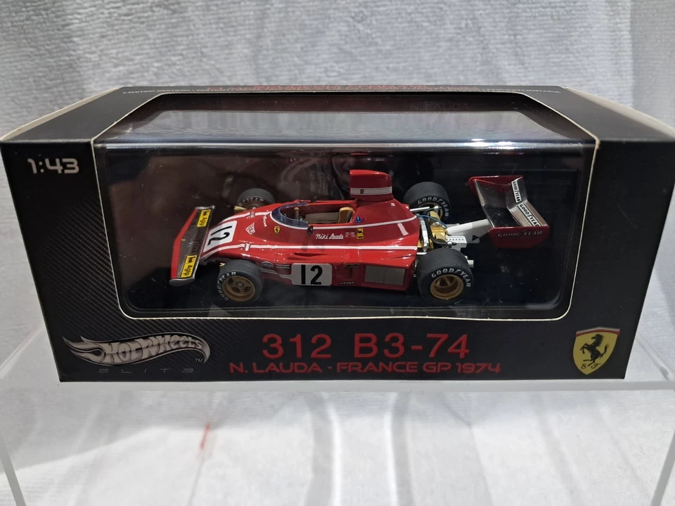 FERRARI 312 B3-74 Niki LAUDA N°12 HOT WHEELS ELITE V8371 1/43 FRANCE GP 1974 - Photo 2/4
