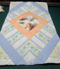 Vintage Baby Blanket Quilt 24" x 37 " Flying Birds