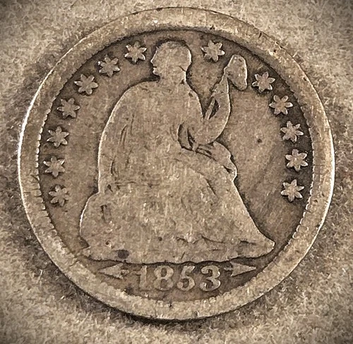 1853-O WITH ARROWS LIBERTY SEATED HALF DIME ** A GOOD COIN **   (7627)